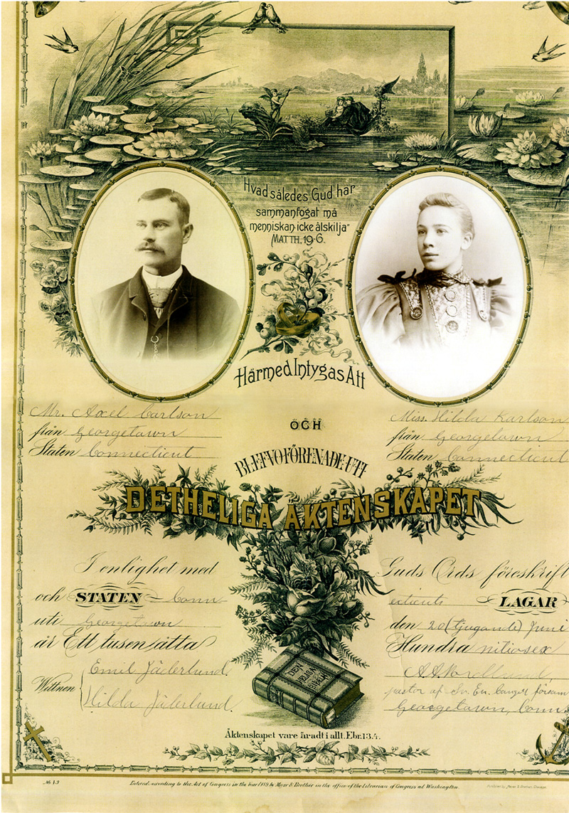 Axel and Hilad Carlson Marriage Certificate
