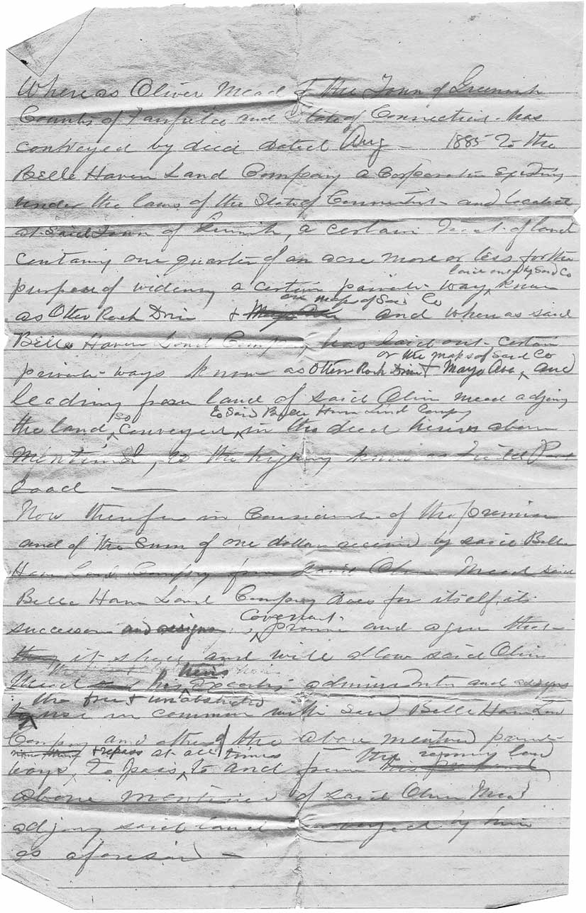 Front of O.D. Mead's deed