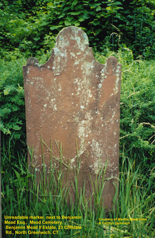 Unreadable Headstone Benj. Mead Cemetery