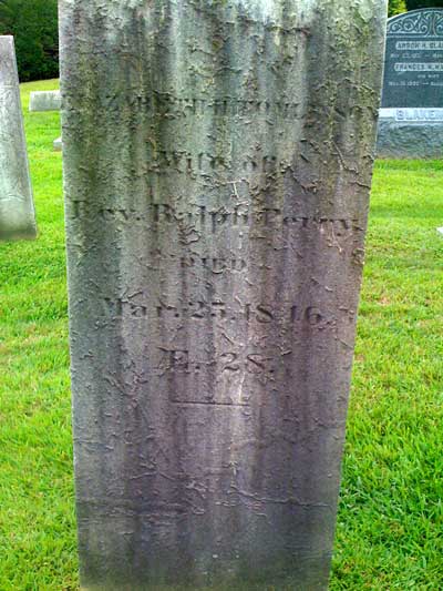 Elizabeth N., wife of Rev. Ralph Perry, Booth Memorial Cemetery, Fairfield Co., CT
