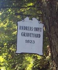 Plaque marking the Andreas-Hoyt cemetery