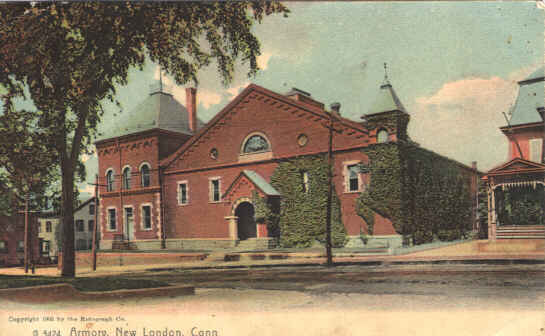 Armory in New London CT Vintage Postcard